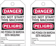 image of Brady 86467 Black / Red on White Polyester / Paper Equipment Safety Tag - 4 in Width - 7 in Height - B-837
