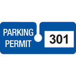 image of Brady Blue Vinyl Pre-Printed Vehicle Hang Tag 96282 - Printed Text = PARKING PERMIT - 4 3/4 in Width - 2 in Height - 754476-96282