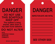image of Brady 89018 Black on Red Polyester / Paper Equipment Safety Tag - 4 in Width - 7 in Height - B-837