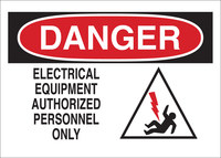 image of Brady B-555 Aluminum Rectangle White Electrical Safety Sign - 14 in Width x 10 in Height - 43474