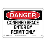 image of Brady B-563 High Density Polypropylene Rectangle White Confined Space Sign - 10 in Width x 7 in Height - 116102