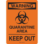 image of Brady B-401 Polyethylene Rectangle Orange Quarantine Sign - 10 in Width x 7 in Height