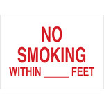 image of Brady B-302 Polyester Rectangle White No Smoking Sign - 10 in Width x 7 in Height - Laminated - 88453