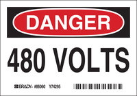 image of Brady Polyester Rectangle White Electrical Safety Sign - 5 in Width x 3.5 in Height - Laminated - 86060