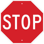 image of Brady B-959 Aluminum Octagon Red Stop Signs, Traffic Control Signs & Banners Sign - 18 in Width x 18 in Height - 113280