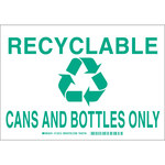 image of Brady B-401 High Impact Polystyrene Rectangle White Recycle Sign - 10 in Width x 7 in Height - 112512