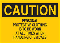 image of Brady B-401 Polystyrene Rectangle Yellow Chemical Warning Sign - 14 in Width x 10 in Height - 22285