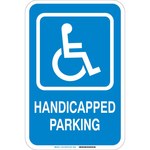 image of Brady B-120 Fiberglass Square Blue Disabled Parking & Building Access Sign - 12 in Width x 18 in Height - 75251