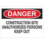 image of Brady B-836 Polypropylene Rectangle White Construction Site Sign - 24 in Width x 18 in Height - 78003