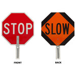 image of Brady Aluminum Octagon Orange, Red Stop Signs, Traffic Control Signs & Banners Sign - 18 in Width x 18 in Height - 57754