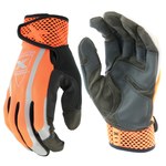 image of West Chester Extreme Work VizX 89308 Black/Hi-Vis Orange Large Synthetic Leather Work Gloves - Keystone Thumb - 9.25 in Length - 89308OR/L