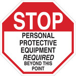 image of Brady B-555 Aluminum Octagon White PPE Sign - 24 in Width x 24 in Height - 124528