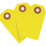 image of Brady 102072 Fluorescent Yellow Rectangle Cardstock Blank Tag - 1 3/8 in 1 3/8 in Width - 2 3/4 in Height - 01296