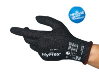image of Ansell 11-591 Black 9 Supported Cut-Resistant Gloves - Reinforced Thumb - ANSI A9 Cut Resistance - Nitrile Palm Coating - 11-591/9