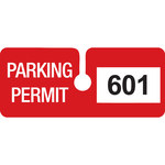 image of Brady Red Vinyl Pre-Printed Vehicle Hang Tag - 4 3/4 in Width - 2 in Height - 96294 Numbered range for this particular product is 601 to 700.