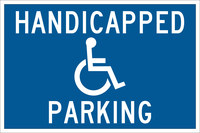 image of Brady B-959 Aluminum Rectangle Blue Disabled Parking & Building Access Sign - 18 in Width x 12 in Height - 91357