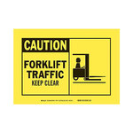 image of Brady B-302 Polyester Rectangle Yellow Truck & Forklift Warehouse Traffic Sign - 5 in Width x 3.5 in Height - Laminated - 83929