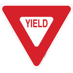image of Brady B-120 Fiberglass Reinforced Polyester Triangle Stop Signs, Traffic Control Signs & Banners Sign - 30 in Width x 30 in Height - 75062