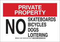 image of Brady B-555 Aluminum Rectangle White Prohibited Activities Sign - 10 in Width x 7 in Height - 124839