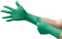 image of Ansell TouchNTuff 93-300 Green Large Powder Free Disposable Gloves - 12 in Length - 5.3 mil Thick - 93-300 LG