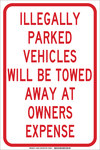 image of Brady B-555 Aluminum Rectangle White Parking Restriction, Permission & Information Sign - 12 in Width x 18 in Height - 129621