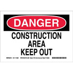 image of Brady B-586 Paper Rectangle White Construction Site Sign - 10 in Width x 7 in Height - 116009