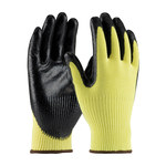 image of PIP G-Tek KEV 09-K1400 Black/Yellow Small Cut-Resistant Gloves - ANSI A2 Cut Resistance - Nitrile Palm & Fingers Coating - 9.3 in Length - 09-K1400/S