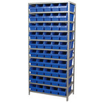 image of Akro-Mils Shelfmax AS1879098 Fixed Shelving System - Steel - 11 Shelves - 50 Bins - AS1879098 BLUE
