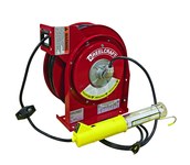 image of Reelcraft Industries L Series Cord Reel - 35 ft Cable Included - Spring Drive - 10 Amps - 125V - Fluorescent Light w/ Outlet - 16 AWG - L 4035 163 8