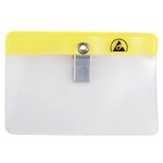 image of Desco Clear / Yellow ESD / Anti-Static Horizontal Badge Holder - 2 9/16 in Overall Length - 3 7/8 in Width - DESCO 07301