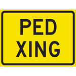 image of Brady B-959 Aluminum Rectangle Yellow Pedestrian & Crosswalk Sign - 24 in Width x 18 in Height - 115542