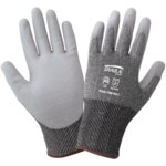 image of Global Glove Samurai Glove PUG-788 Salt & Pepper/Brown Large Cut-Resistant Gloves - ANSI A5 Cut Resistance - Polyurethane Palm Coating - PUG-788-9