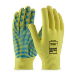 image of PIP Kut Gard 08-K200PD Blue/Yellow Small Cut-Resistant Gloves - ANSI A2 Cut Resistance - PVC Dotted Single Side Coating - 8 in Length - 08-K200PD/S