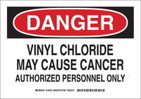 image of Brady B-555 Aluminum Rectangle White Chemical Warning Sign - 10 in Width x 7 in Height - 125814