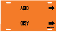 image of Brady 4289-F Strap-On Pipe Marker, 6 in to 7 7/8 in - Acid, Base & Caustic - Plastic - Black on Orange - B-915 - 66667