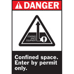 image of Brady B-120 Fiberglass Reinforced Polyester Rectangle White Confined Space Sign - 7 in Width x 10 in Height - 44981