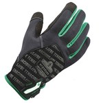 image of Ergodyne ProFlex 812TX Black/Green Large Polyester Mesh Work Gloves - 17194