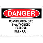 image of Brady B-563 High Density Polypropylene Rectangle White Construction Site Sign - 14 in Width x 10 in Height - 116175