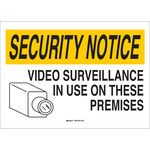 image of Brady B-401 High Impact Polystyrene Rectangle White Surveillance Sign - 14 in Width x 10 in Height - 122488