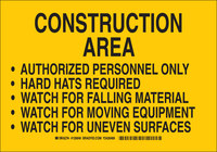 image of Brady B-555 Aluminum Rectangle Yellow Construction Site Sign - 14 in Width x 10 in Height - 126849