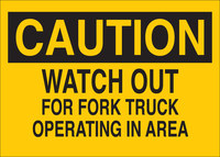 image of Brady B-401 Polystyrene Rectangle Yellow Truck & Forklift Warehouse Traffic Sign - 10 in Width x 7 in Height - 22939
