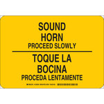 image of Brady B-555 Aluminum Rectangle Yellow Stop Signs, Traffic Control Signs & Banners Sign - 10 in Width x 7 in Height - Language English / Spanish - 125505
