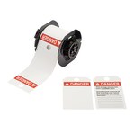 image of Brady B30-255-851-ANSIDB Pre-sized Tags for Printers - 3.25 in x 100 ft - Polyester - Red on White - B-851 - 62143