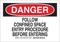 image of Brady B-555 Aluminum Rectangle White Confined Space Sign - 10 in Width x 7 in Height - 123605