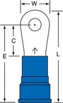 image of 3M Scotchlok MN6-10R/SK Blue Brazed Nylon Brazed Ring Terminal - 1.5 in Length - 0.47 in0.47 in Wide - 0.25 in Inside Diameter - #10 Stud - 08272