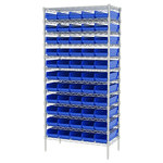 image of Akro-Mils Shelfmax AWS183630138 Fixed Shelving System - Steel - 12 Shelves - 60 Bins - AWS183630138 BLUE