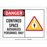 image of Brady B-302 Polyester Rectangle White Confined Space Sign - 10 in Width x 7 in Height - Laminated - 83839