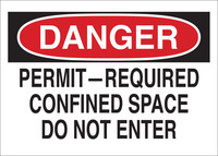 image of Brady B-401 Polystyrene Rectangle White Confined Space Sign - 10 in Width x 7 in Height - 25920