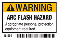 image of Brady B-302 Polyester Rectangle White Arc Flash Sign - 3 in Width x 2 in Height - Laminated - 81104