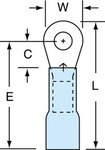 image of 3M Scotchlok MH14-6R/LK Blue Brazed Ring Terminal - 1 in Length - 0.31 in0.31 in Wide - 0.09 in Inside Diameter - #6 Stud - 06321